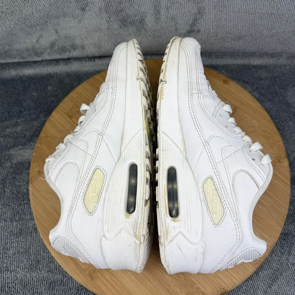 Nike Air Max 90 Shoes Boys Size 7Y White Leather Running Sneakers CD6864-133